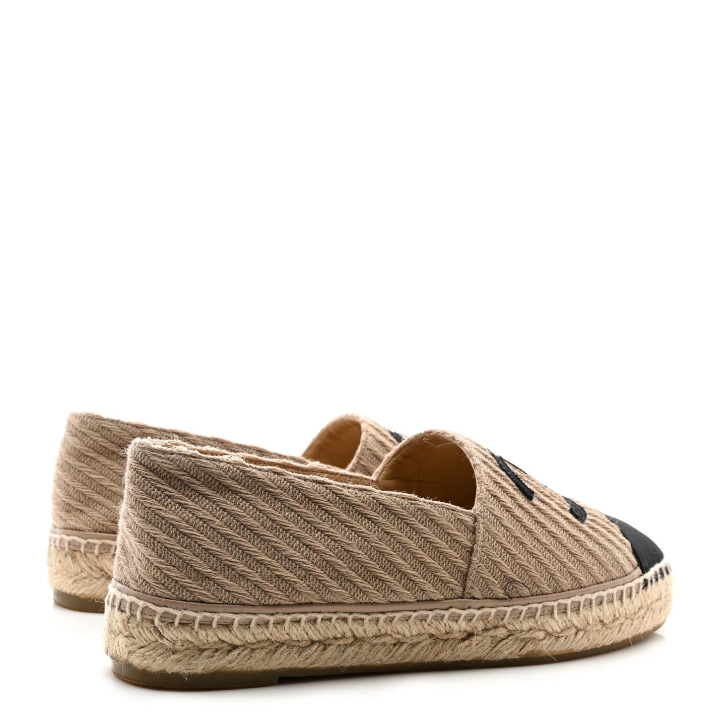 Tweed Grosgrain CC Espadrilles 39 Beige Black