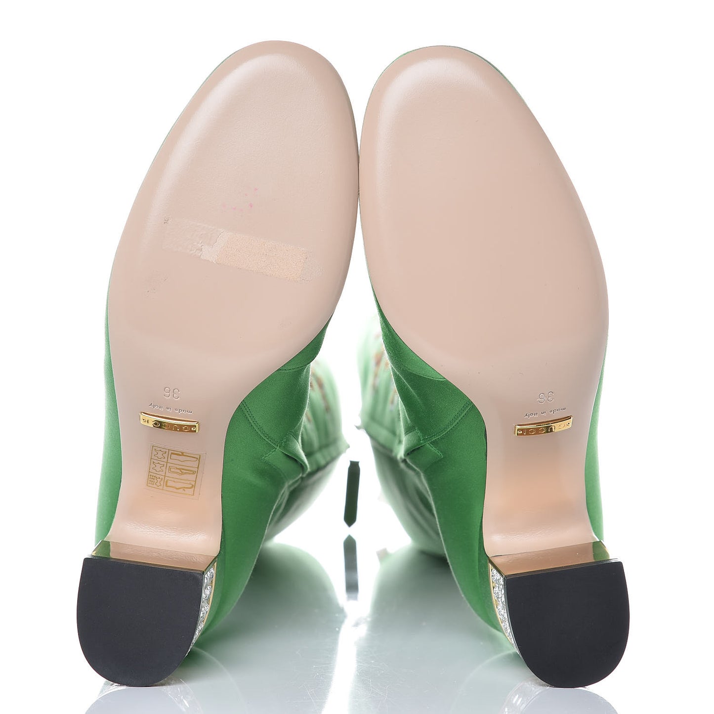 Silk Satin Malaga Kid Embroidered Candy Dragon Block-Heel Knee Boot 36 Green