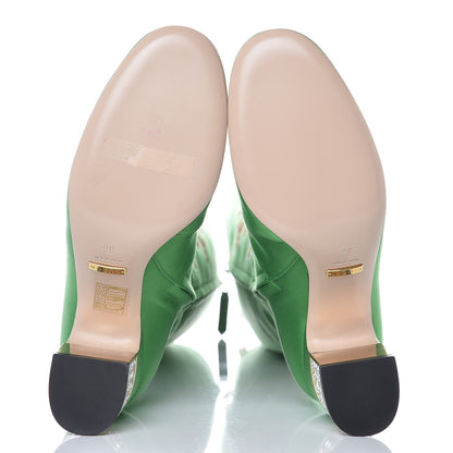 Gucci Silk Satin Malaga Kid Embroidered Candy Dragon Block-Heel Knee Boot 36 Green 9 of 20