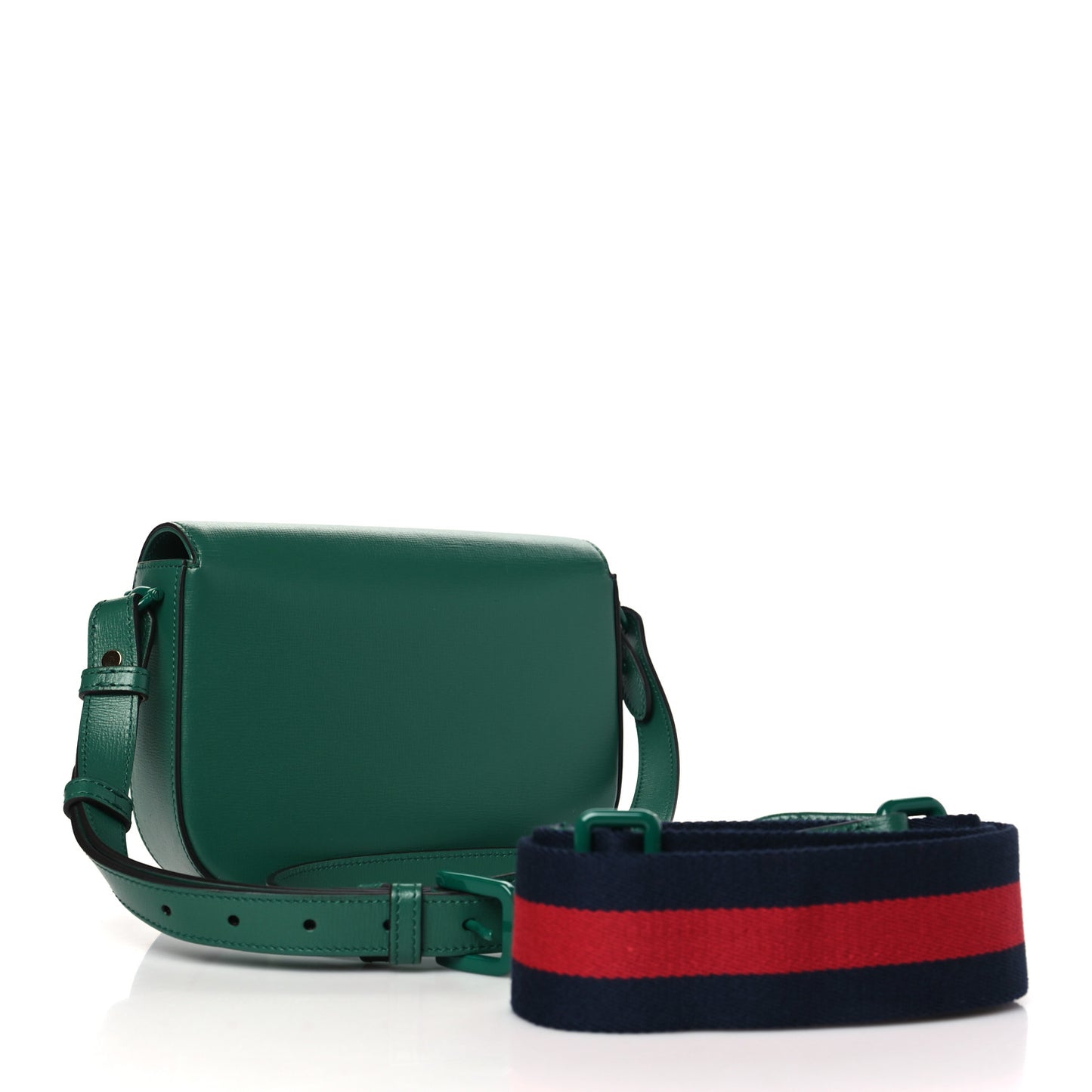 Azalea Calfskin Web Monochrome Horsebit 1955 Shoulder Bag Emerald