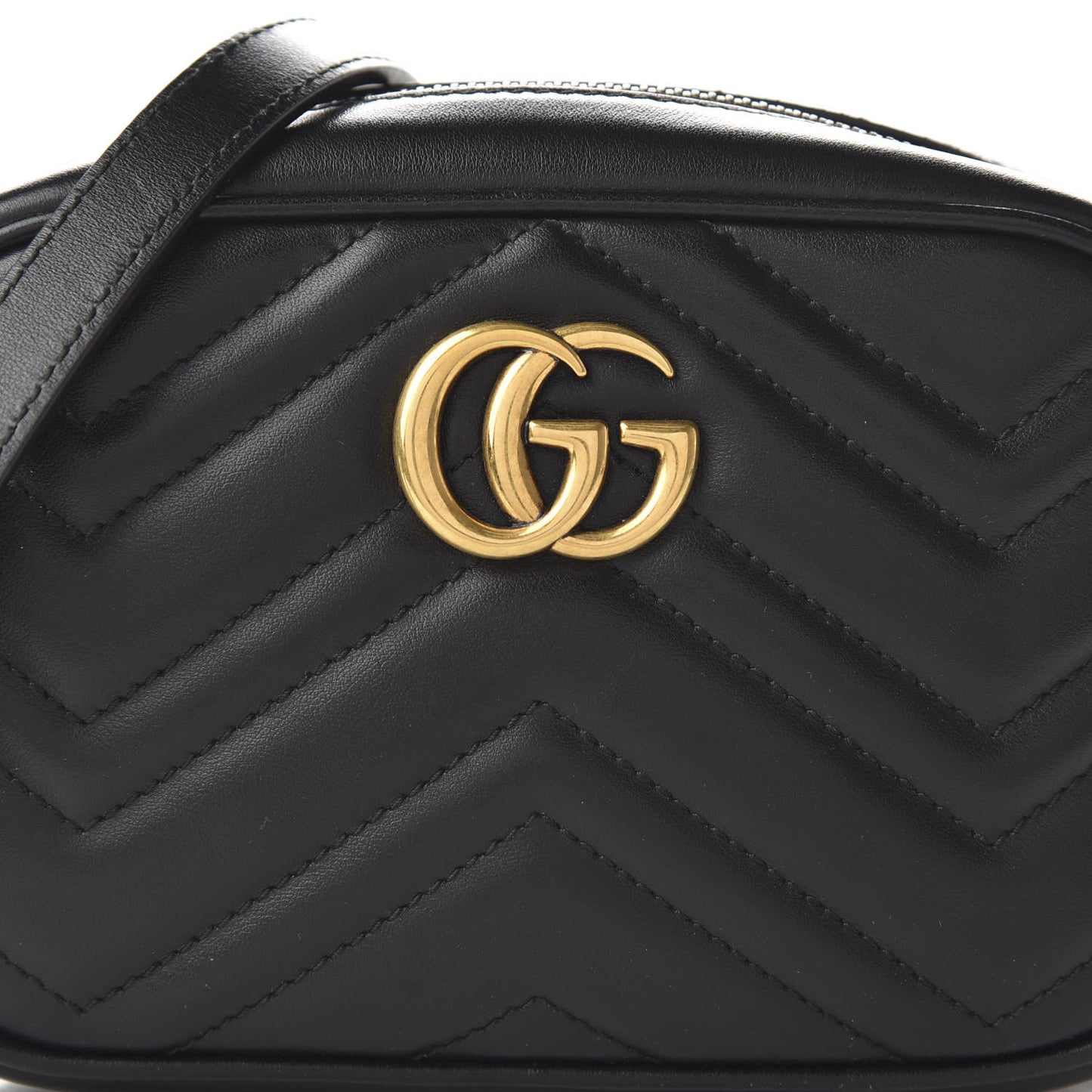 Calfskin Matelasse Mini GG Marmont Chain Shoulder Bag Black