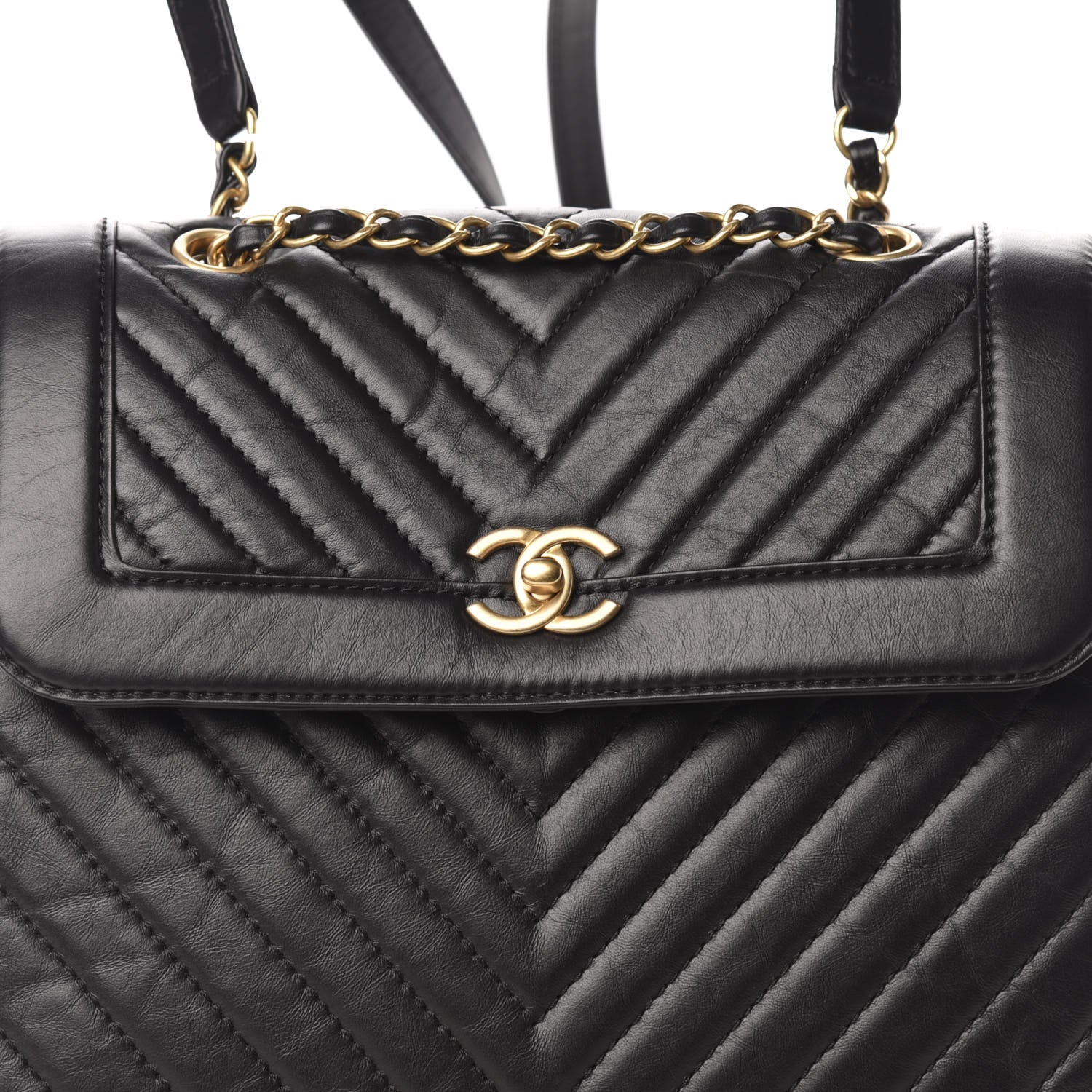 Chanel Aged Calfskin Chevron Quilted Backpack Black 9 of 10