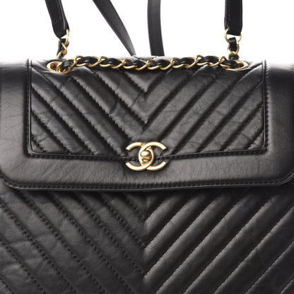 Chanel Aged Calfskin Chevron Quilted Backpack Black 9 of 10