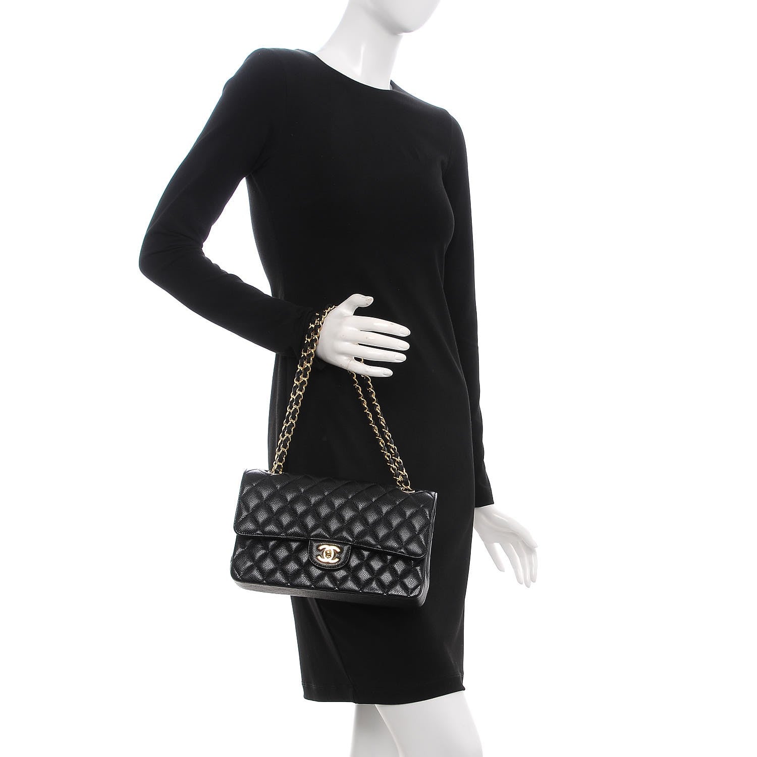 Chanel Caviar Quilted Medium Double Flap Black 2 of 8