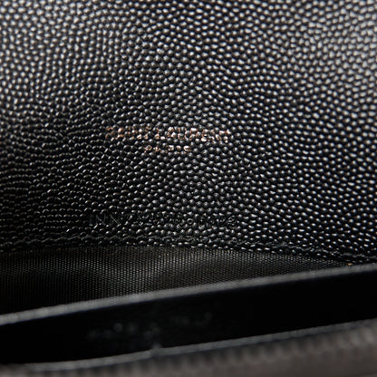 Saint Laurent Grain De Poudre Matelasse Chevron Monogram Monochrome Envelope Chain Black Black 6 of 9