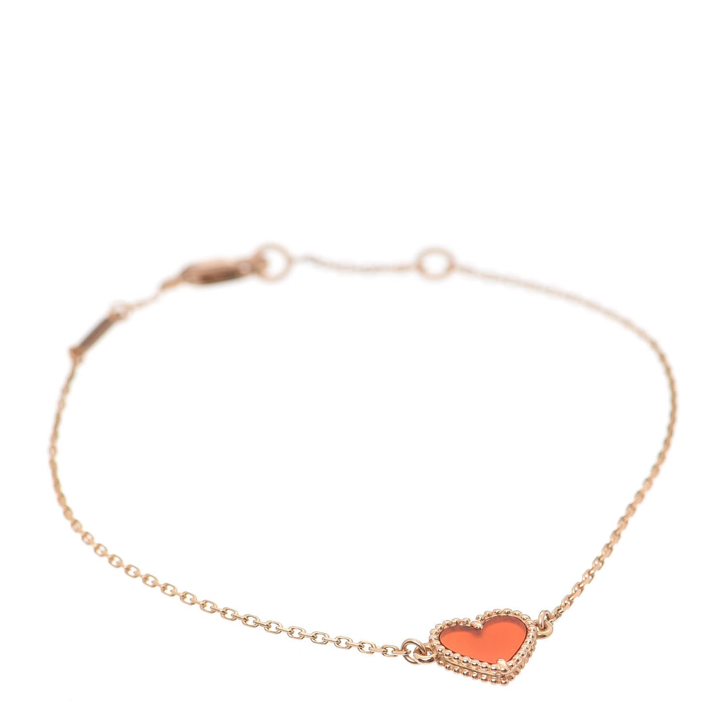 18K Rose Gold Carnelian Sweet Alhambra Heart Bracelet