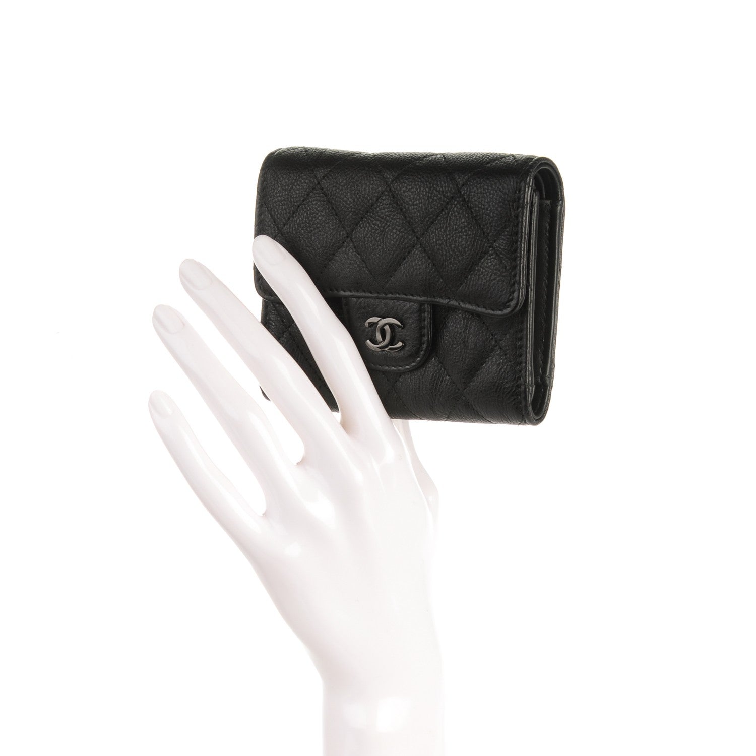 Chanel Calfskin Quilted Compact Flap Wallet So Black 2 of 7