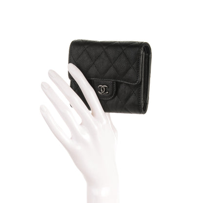 Chanel Calfskin Quilted Compact Flap Wallet So Black 2 of 7