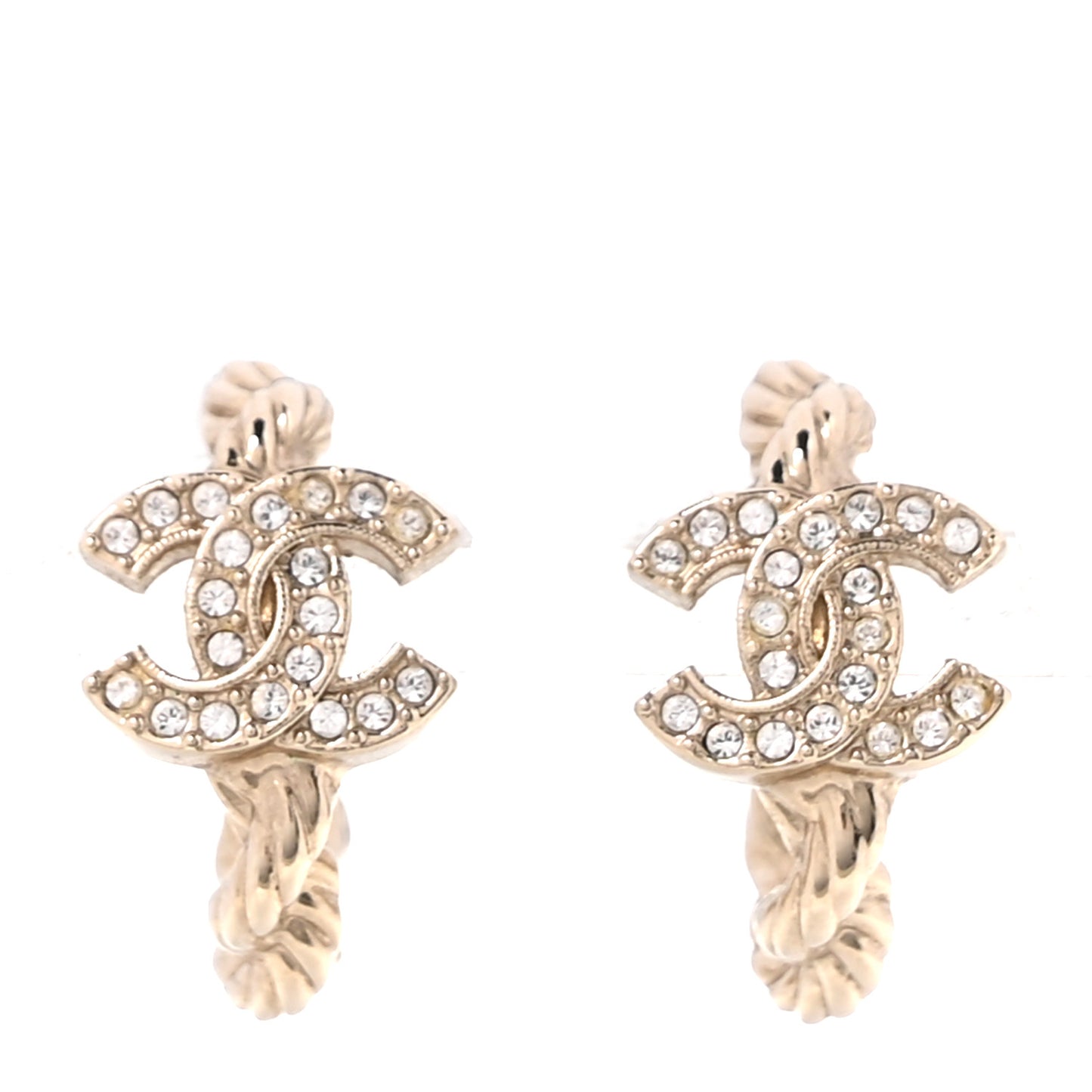 Crystal CC Hoop Earrings Gold