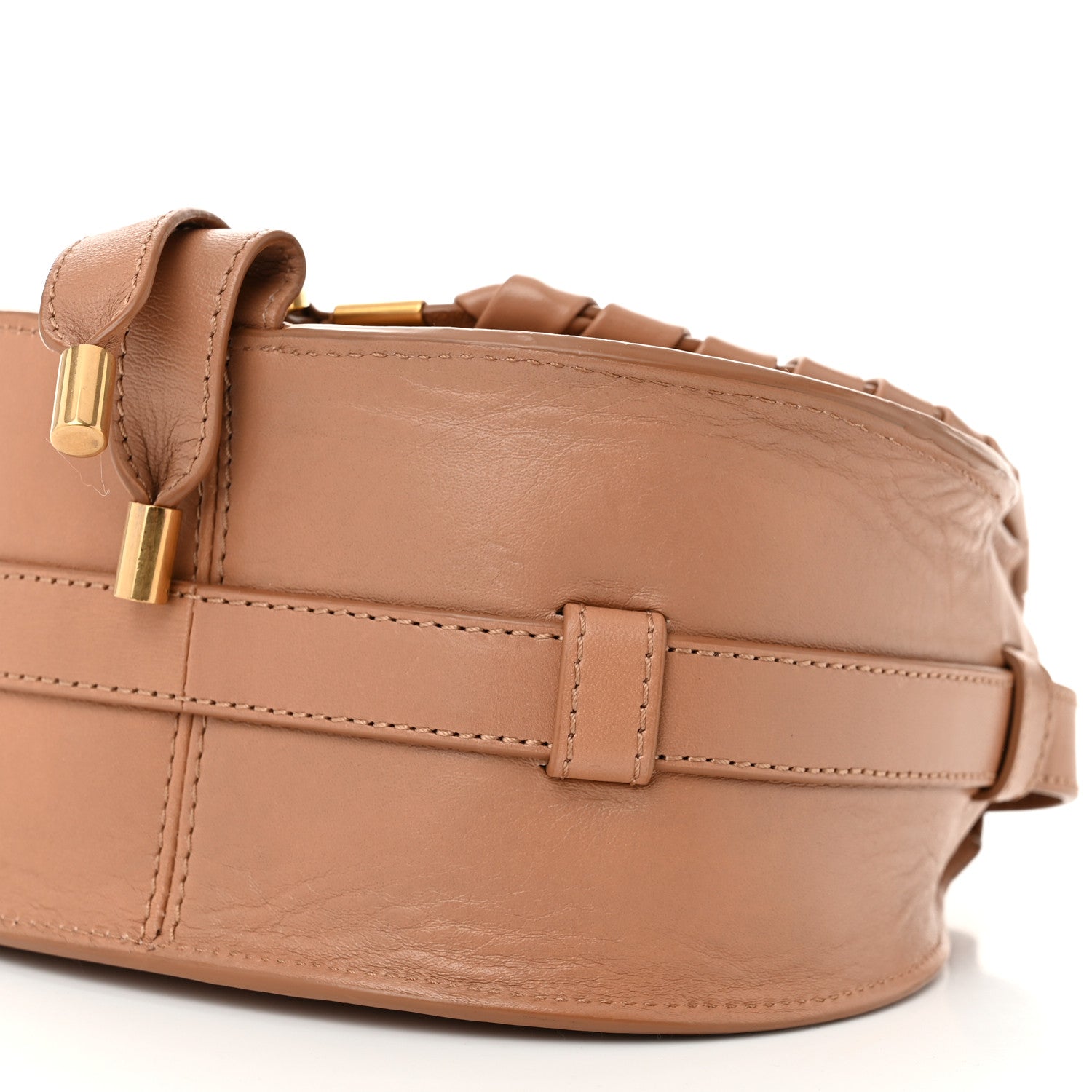 Chloe Smooth Calfskin Braided Small Marcie Saddle Bag Light Tan 10 of 12