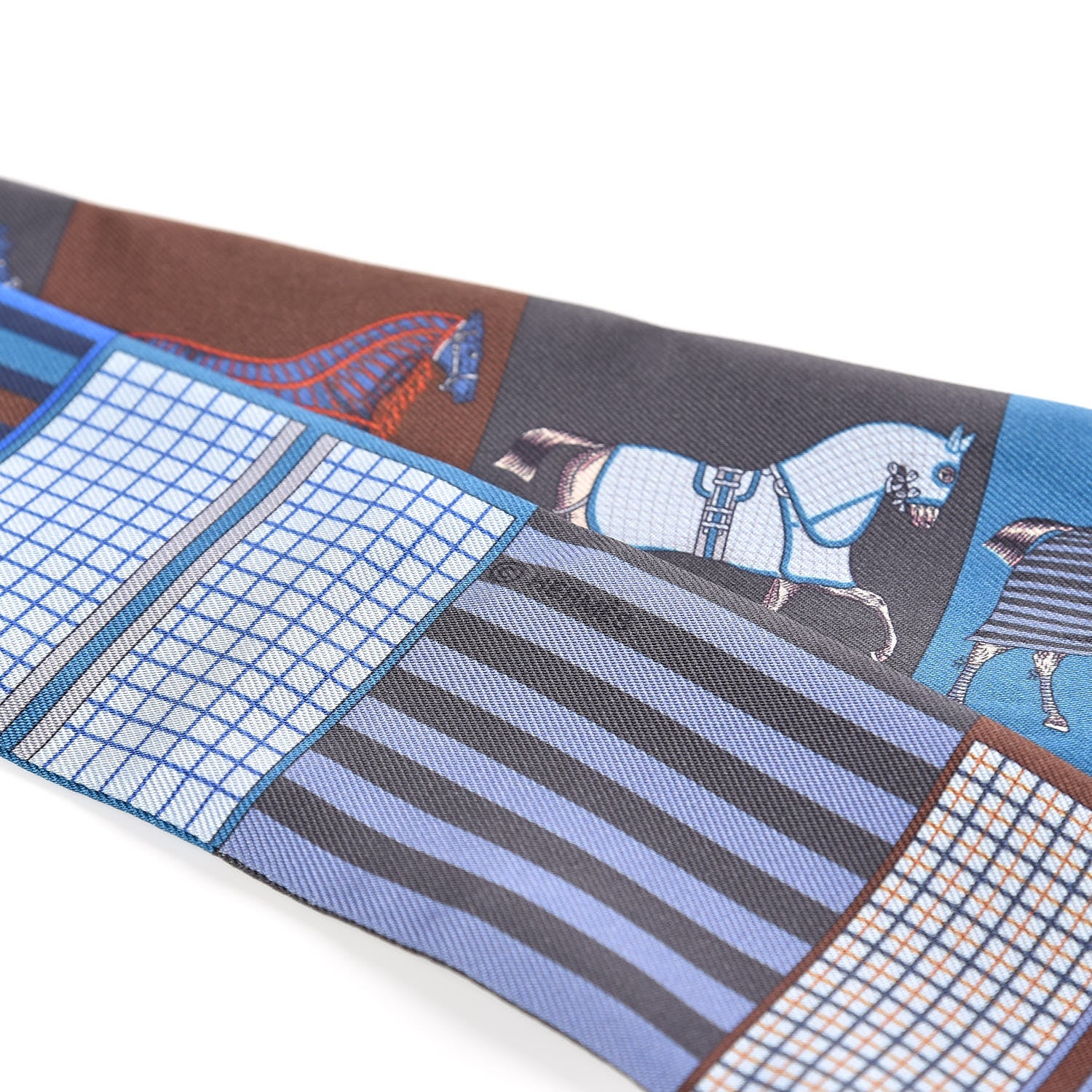 Hermes Silk Couvertures Nouvelles Twilly Marine Noisette Ciel 4 of 4