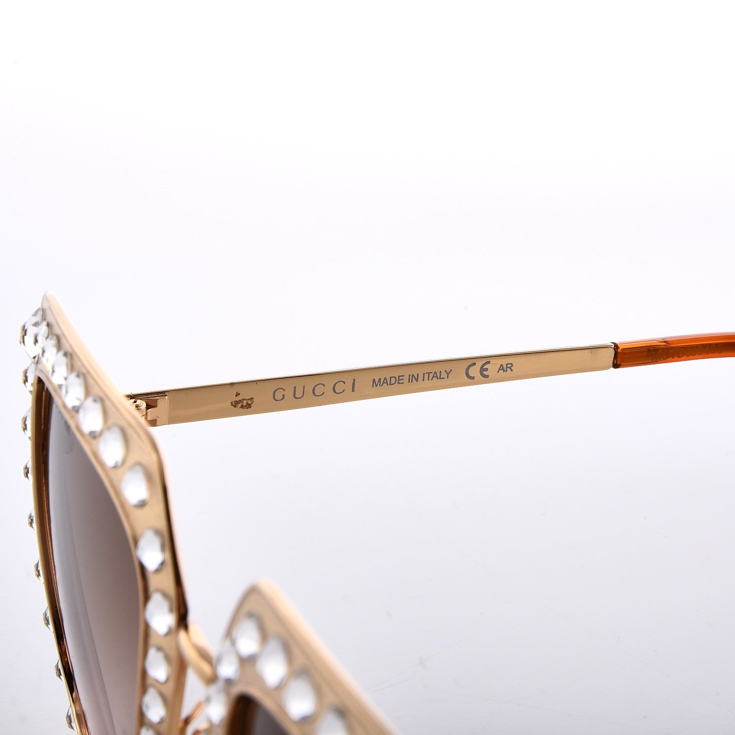 Gucci Metal Acetate Crystal Oversize GG0115S Sunglasses Gold 7 of 9