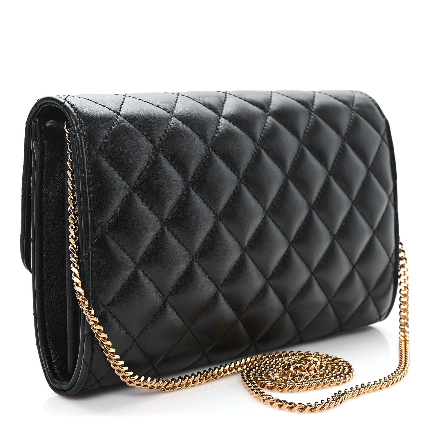 Versace Lambskin Quilted Medusa Wallet On Chain Crossbody Black 3 of 9
