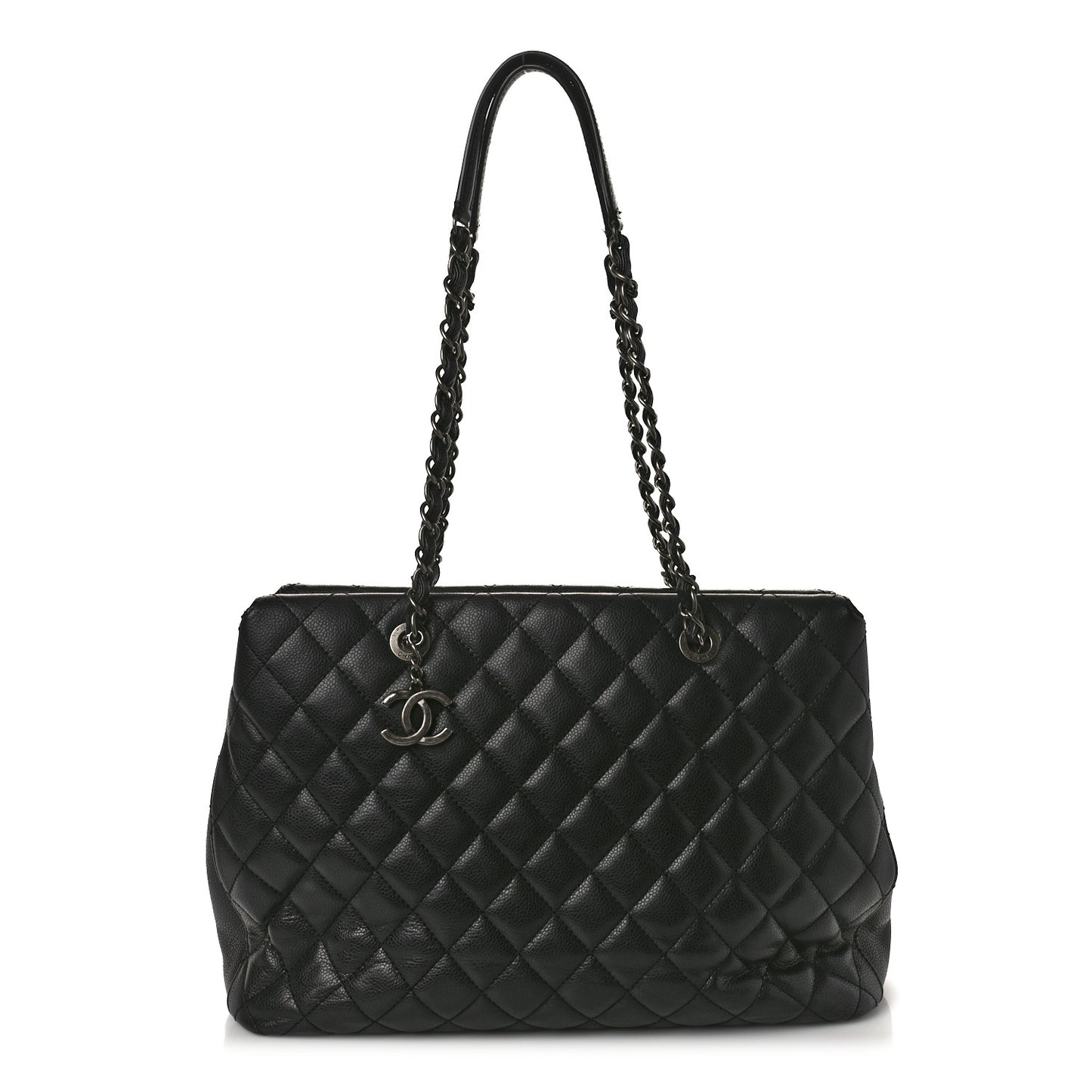 Caviar Quilted City Shopping Tote Black