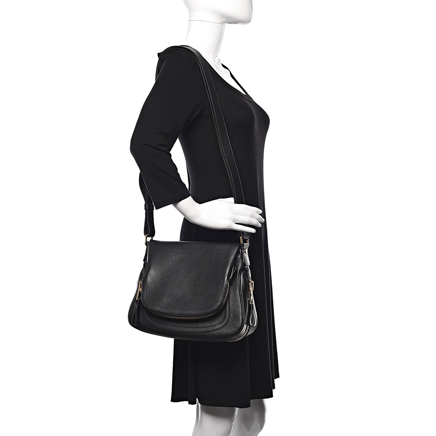 Tom Ford Grained Calfskin Medium Jennifer Crossbody Bag Black 2 of 10