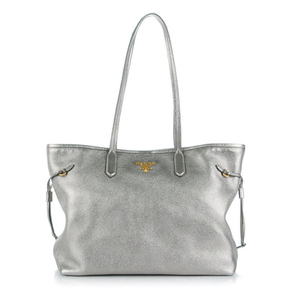 Prada Vitello Daino Shopping Tote Acciaio 1 of 9