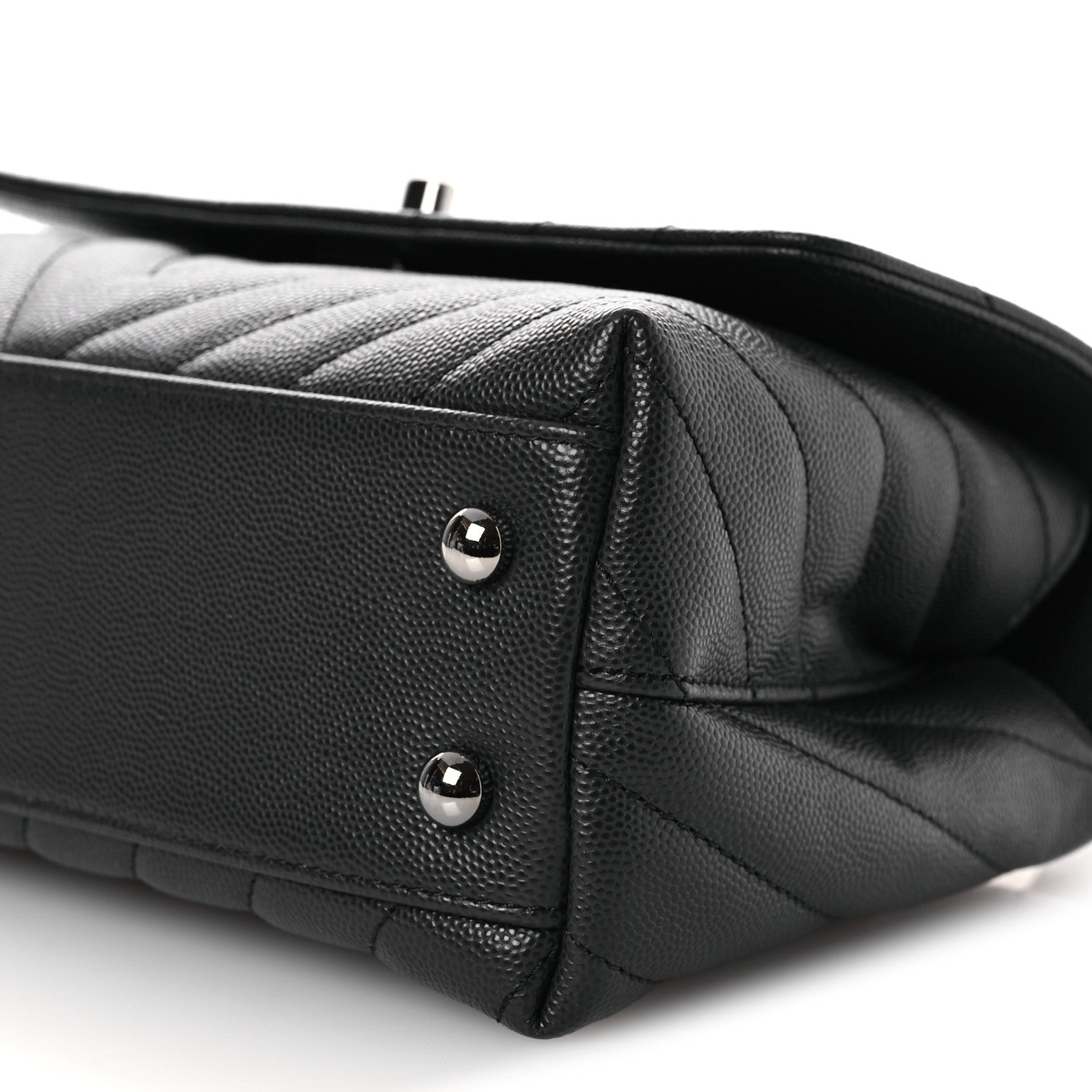 Chanel Caviar Chevron Quilted Mini Coco Handle Flap Dark Grey 10 of 10
