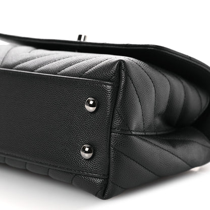 Chanel Caviar Chevron Quilted Mini Coco Handle Flap Dark Grey 10 of 10