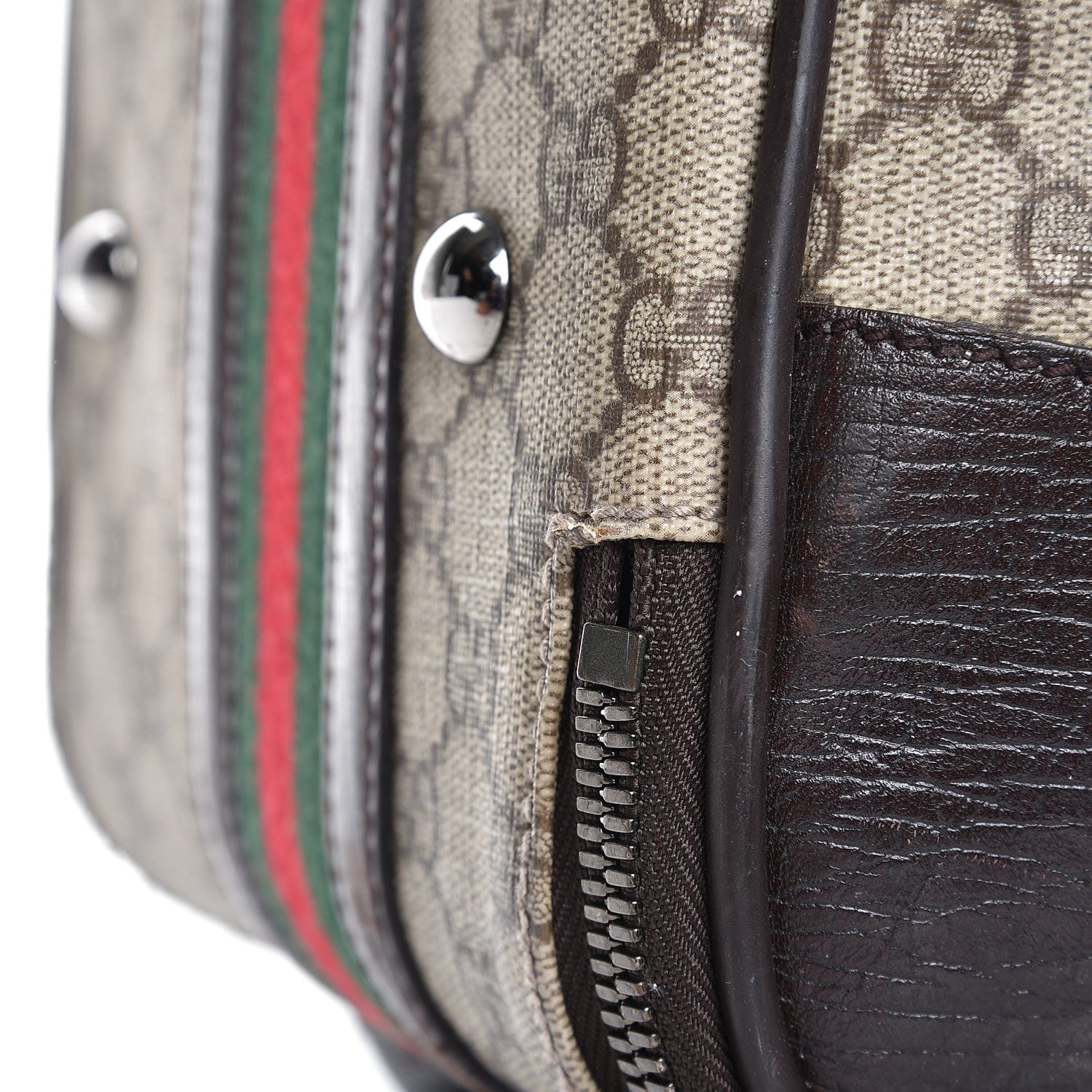 Gucci GG Plus Monogram Small Web Trolley Brown 19 of 41
