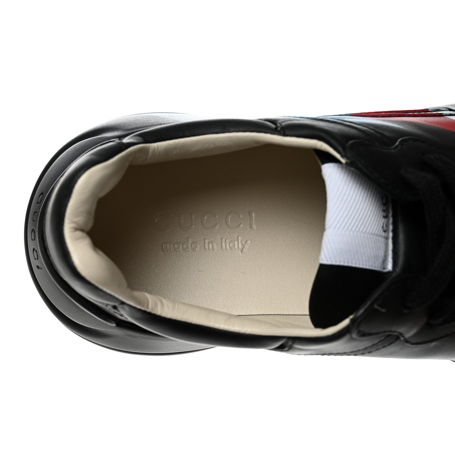 Gucci Calfskin Web Printed Mens Rhyton Sneakers 7 Black 7 of 11