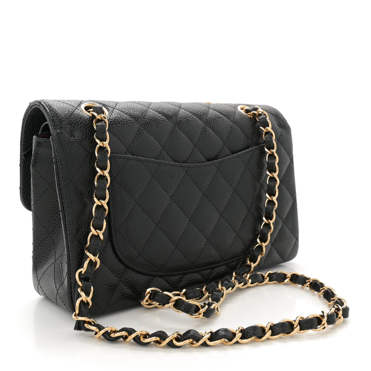 Caviar Quilted Small Double Flap Black