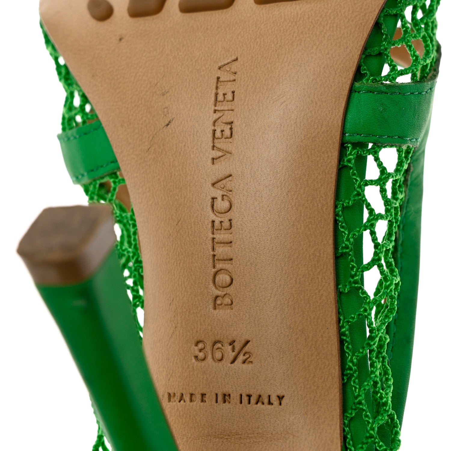Bottega Veneta Mesh Calfskin Stretch Chain Strap 90mm Pumps 36.5 Parakeet 7 of 10