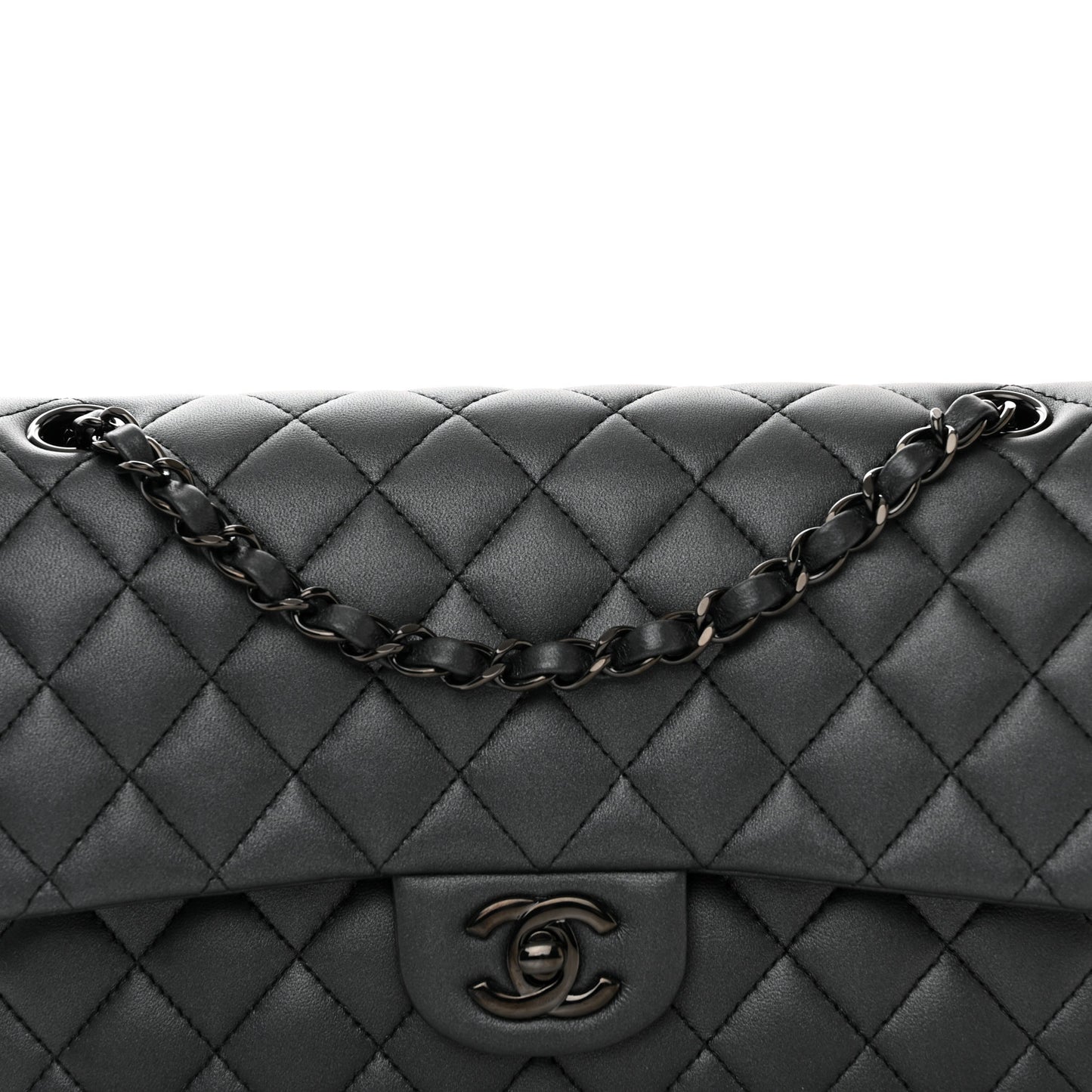Lambskin Quilted Medium Double Flap So Black