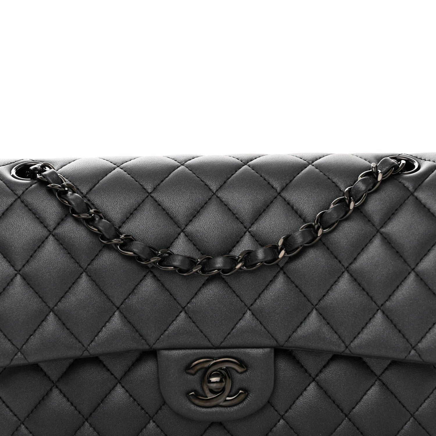 Chanel Lambskin Quilted Medium Double Flap So Black 8 of 12