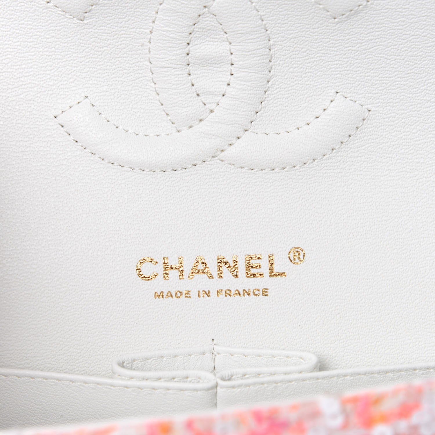 Chanel Tweed Braid Sequin Medium Double Flap White Pink Orange 10 of 12