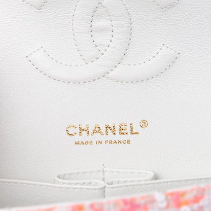 Chanel Tweed Braid Sequin Medium Double Flap White Pink Orange 10 of 12