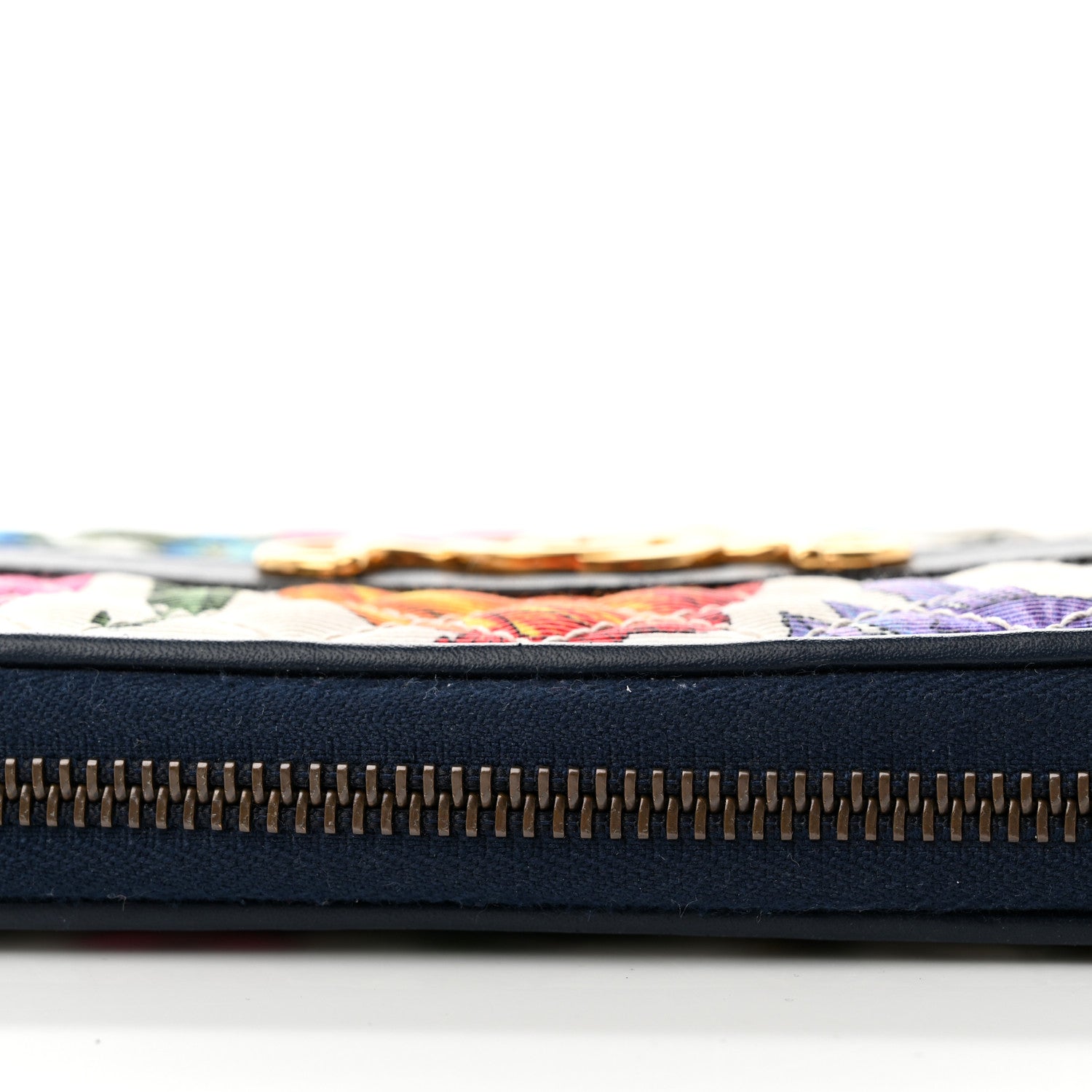 Gucci Canvas Flora Floral Trapuntata Zumi Zip Around Wallet Great White Multicolor Blue Agata 9 of 9