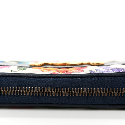 Gucci Canvas Flora Floral Trapuntata Zumi Zip Around Wallet Great White Multicolor Blue Agata 9 of 9