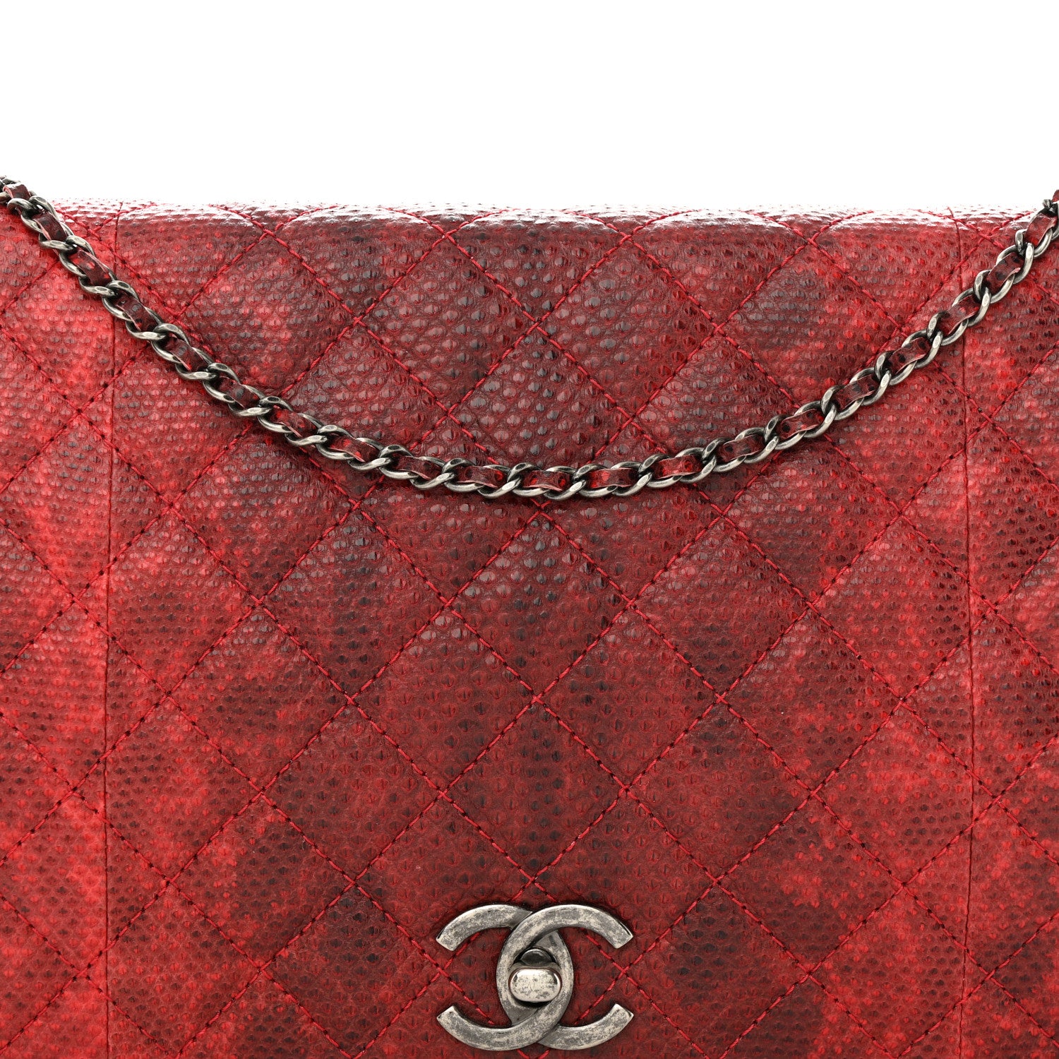 Chanel Karung Quilted Clutch Flap Red 8 of 13