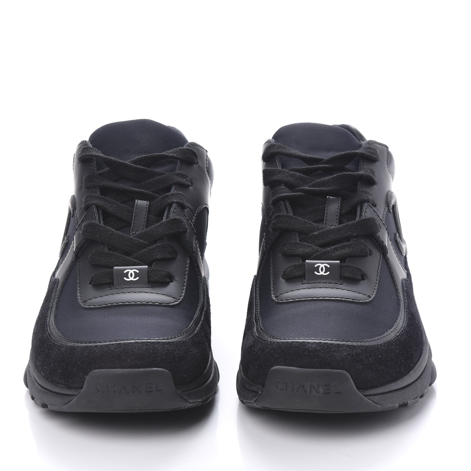 Chanel Toile Suede Calfskin CC Sneakers 39 Black 2 of 8