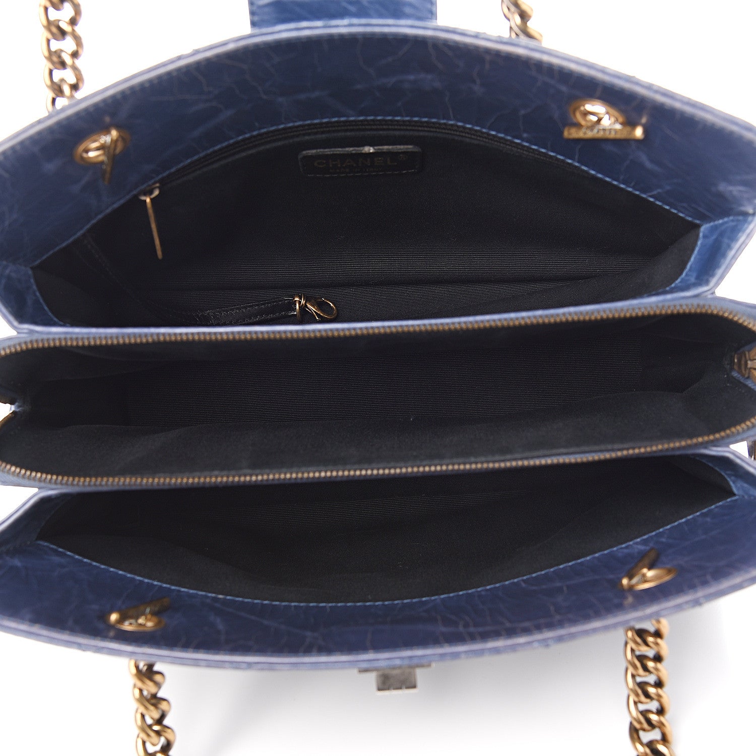 Chanel Glazed Crackled Calfskin Small Reissue Tote Blue 4 of 11