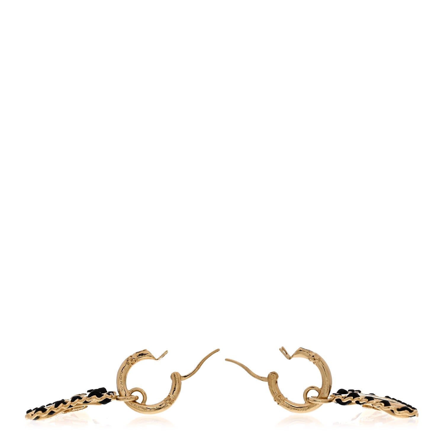 Chanel Lambskin Enamel CC Hanger Dangle Earrings Gold 3 of 5