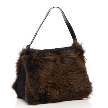 Fendi Fox Fur Mama Baguette Brown Multicolor 3 of 10