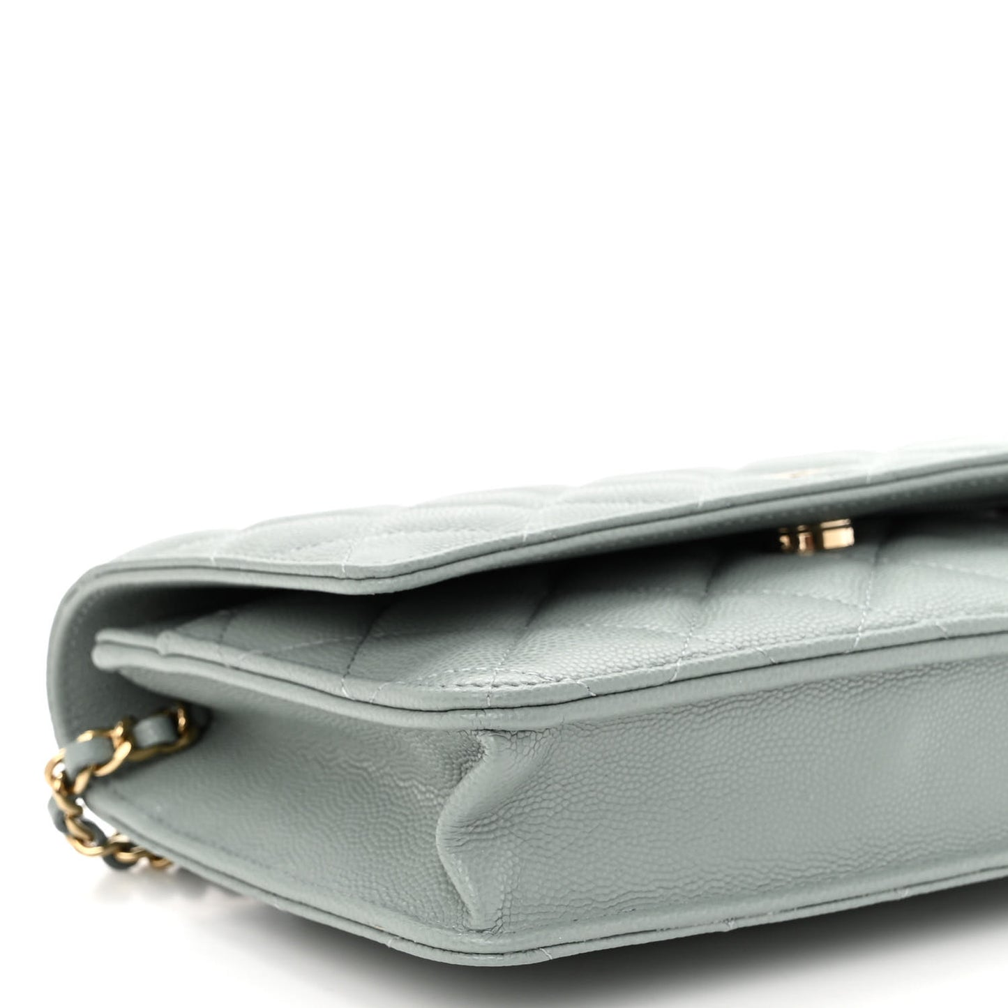 Caviar Quilted Wallet On Chain WOC Light Gray