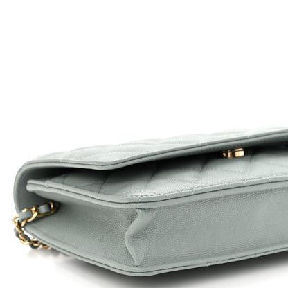 Chanel Caviar Quilted Wallet On Chain WOC Light Gray 10 of 11