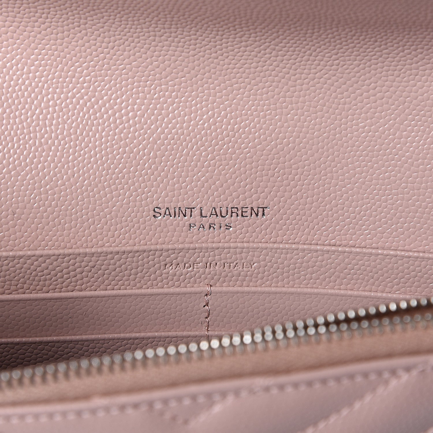 Saint Laurent Grain De Poudre Matelasse Chevron Monogram Envelope Chain Wallet Pale Pink 6 of 9