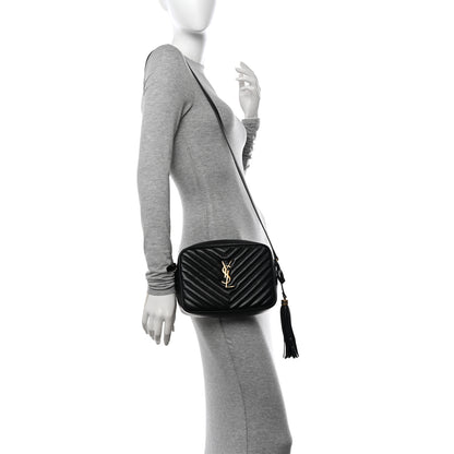 Saint Laurent Calfskin Matelasse Monogram Lou Camera Bag Black 2 of 14