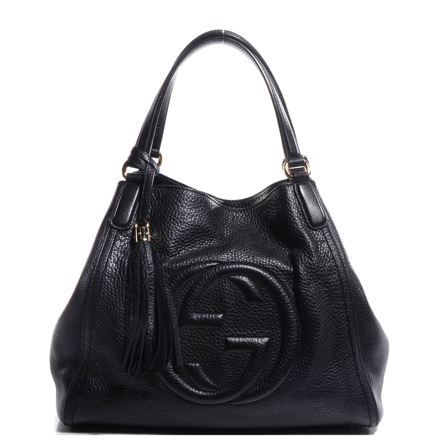 Pebbled Calfskin Medium Soho Shoulder Bag Black