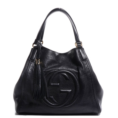 Gucci Pebbled Calfskin Medium Soho Shoulder Bag Black 1 of 7