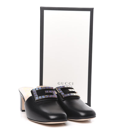 Gucci Malaga Kid Crystal Square G Madelyn Mules 40 Black 10 of 10