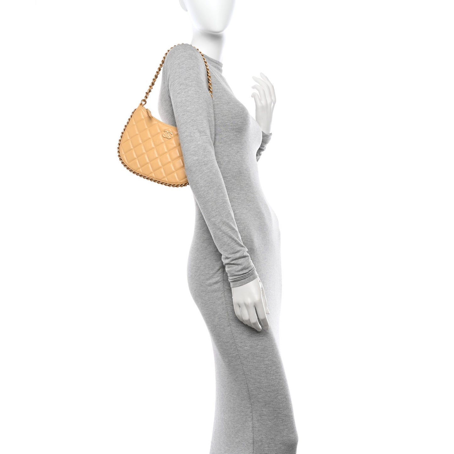 Shiny Crumpled Lambskin Quilted Trendy Chain Around Yellow