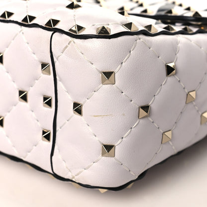 Valentino Garavani Lambskin VLTN Print Medium Rockstud Spike Shoulder Bag Optic White Black 8 of 8
