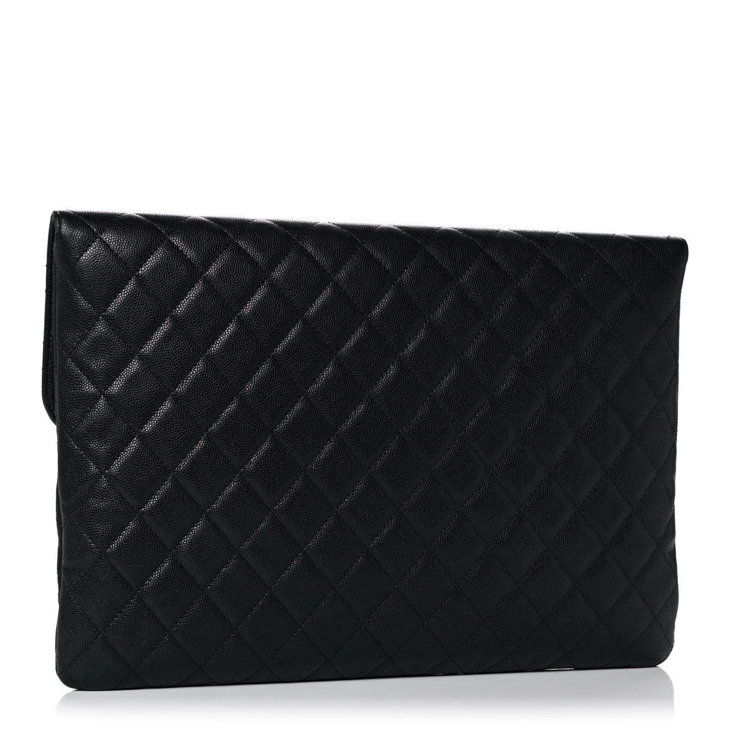 Caviar Quilted Large Golden Class Pouch Black