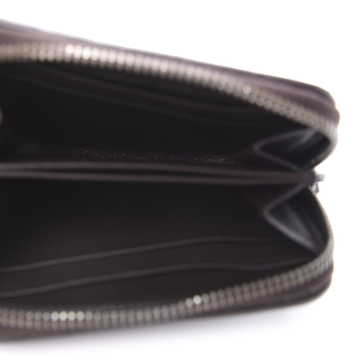 Nappa Intrecciato Zip Around Coin Purse Ebano