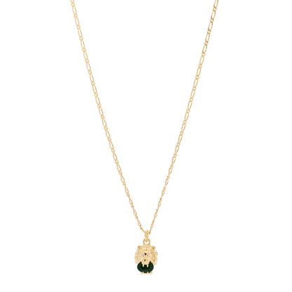 Gucci 18K Yellow Gold Diamond Chrome Diopside Lion Head Necklace 2 of 8