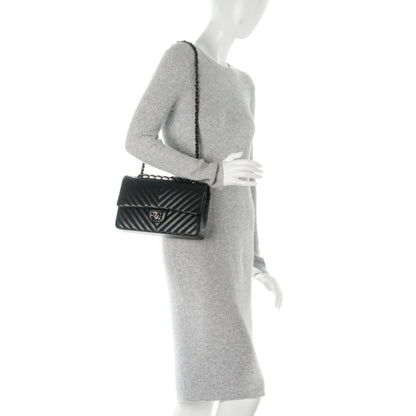 Chanel Lambskin Chevron Quilted Medium Double Flap So Black 3 of 9